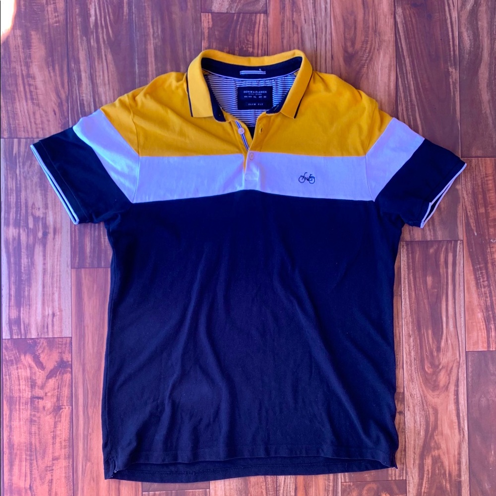Denim & Flower Polo Shirt